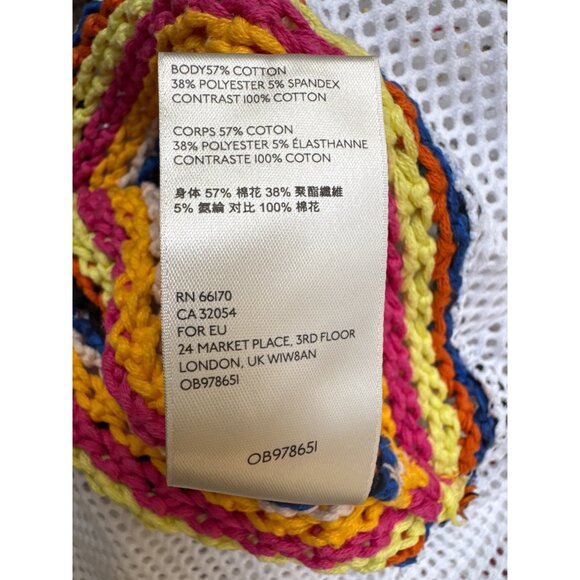 We The Free Mesh Crochet Knit Long Sleeve Top L White With Multicolor Stripes - Picture 10 of 11